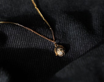 collier vintage doré | boule cristaux | upcycling