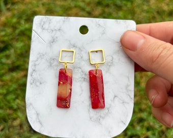 Red & Gold rectangle studs