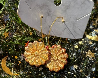 Gold foil flower hoops