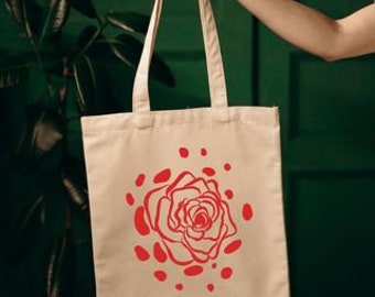 Rose tote-bag, Custom hand paint, Canvas Tote Bag