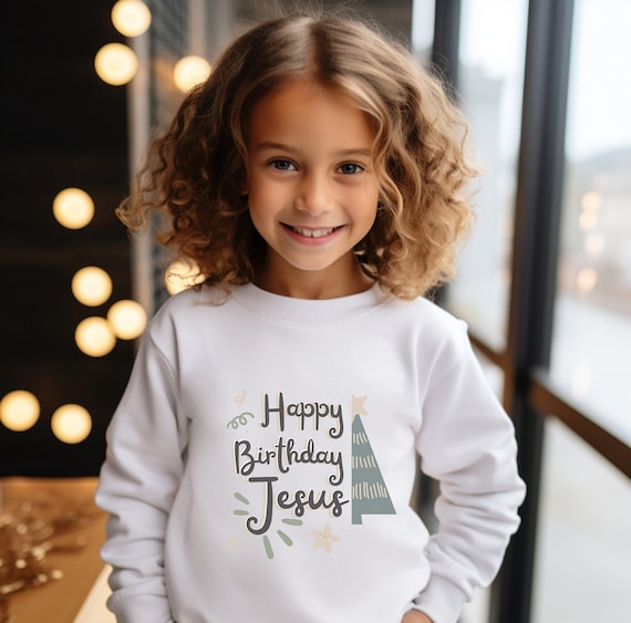 Happy Birthday Jesus Youth Religious Christmas Sweater Jesus Sweatshirt Christmas Tree Sweater Kids Bible Shirt Neutral Christmas Clothes Etsy Canada