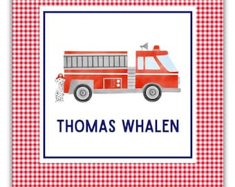 Boys Fire truck Enclosure Cards, Gift Tags, Calling Cards, Name Cards