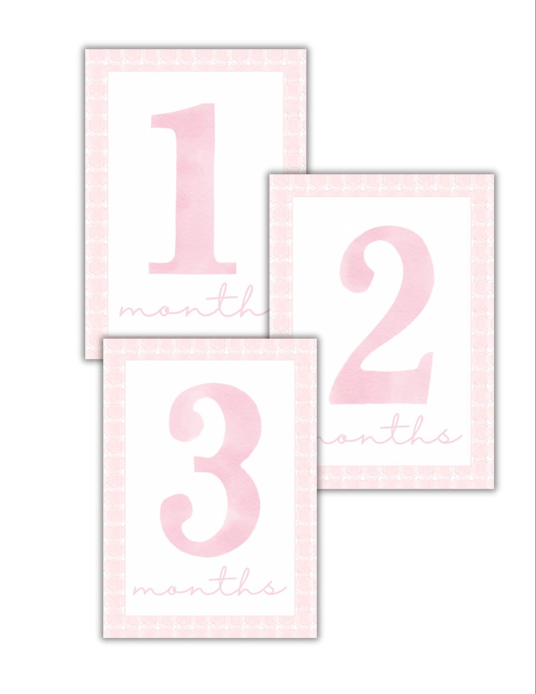 Girls Pink Gingham Detailed Milestone Photo Cards - Etsy