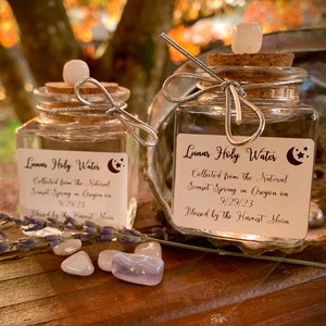 Holy Water Set ~ Holy Lunar Water ~ Holy Solar Water ~ Natural Spring Water Twice Blessed by Nature ~ Natural Altar Tools