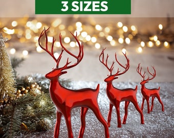 ミニチュア鹿ファミリー | クリスマストナカイ3体セット | ホリデー