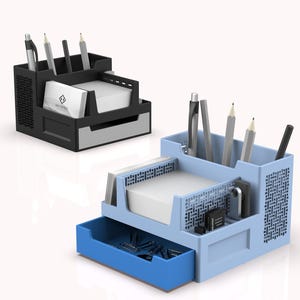 Organizador multifuncional, porta-canetas de mesa, cartão SD, USB, armazenamento de gaveta para notas adesivas, caixa de mesa minimalista, download digital de arquivo STL 3D
