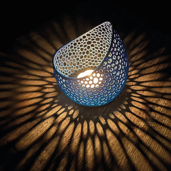 Candle Holder Tealight, Voronoi Diagram Style, 3D Home Decor, 3D Printed Decoration, Cool Surprise & Gift, 3D STL File Digital Download