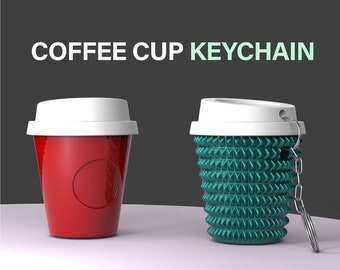 Coffee Cup Keychain, 3D Pill Boxes, 2 Model Studded & Regular, Removable Screws, like Tumbler, Ready to Print, 3D STL File Digital Download