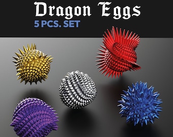 Drachen Ostereier 5 Stk. Set, Osterei Geschenk, 3D Druck für Dekoration, 3D Drachen Eier, fertig zum Drucken, 3D STL Datei digitaler Download