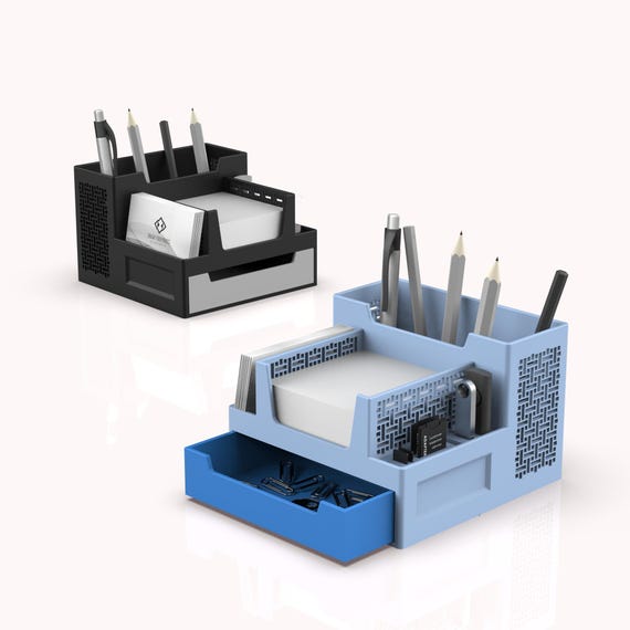 Multi-Functional Organizer, Desktop Pen Holder, SD Card, USB, Sticky Note Drawer Storage, Minimalist Desk Box, 3D STL File Digital Download