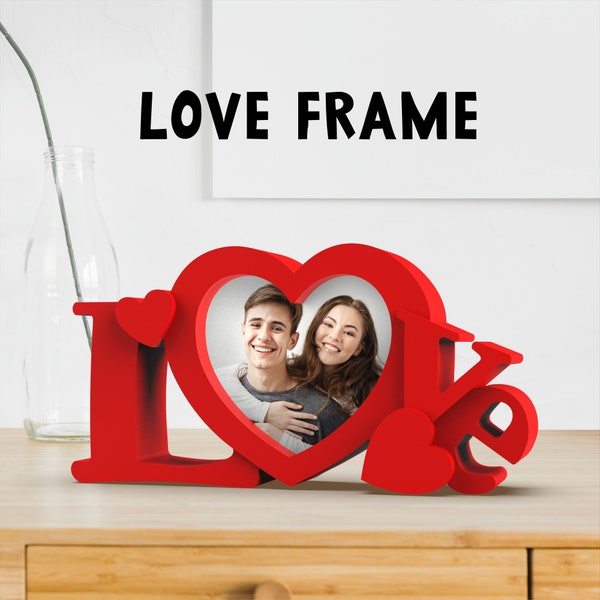 Love Photo Frame, Valentine’s Day Gift, Love Couple Photo Frame, Anniversary Photo Frame, Ready to Print, 3D STL File Digital Download