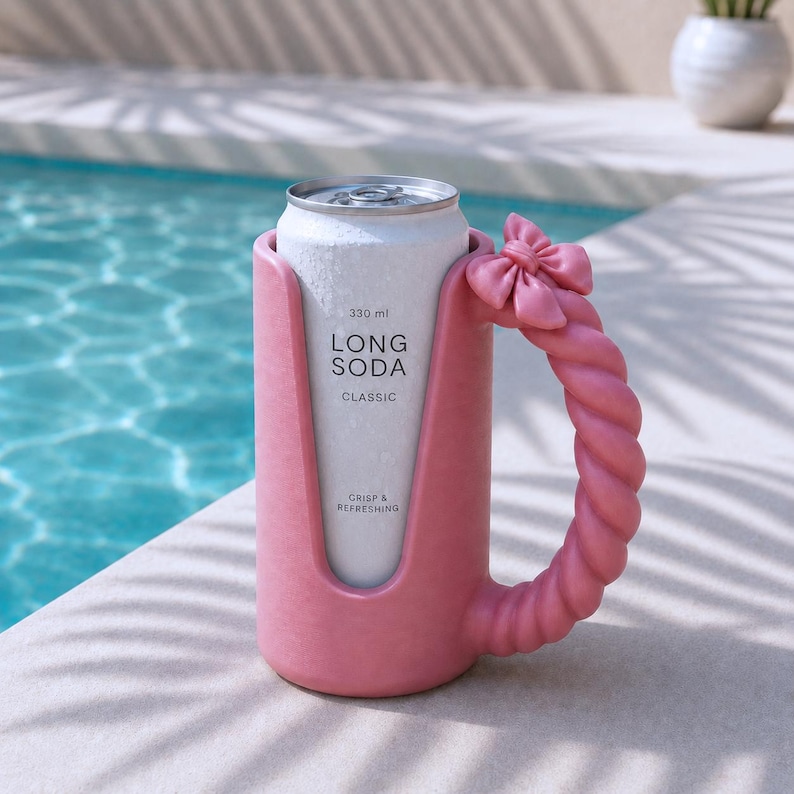 Bow Can Holder | Ribbon Drink Cooler with Twisted Handle - 12oz Can | 3D STL File - Digital Download image 2