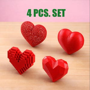 Heart Decor Set | Low Poly, Voronoi, Pixel & Smooth Designs | Modern Home Decor Collection | 3D STL File - Digital Download