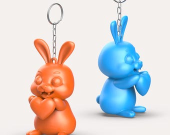 3D Easter Cute Bunny Keychain, Cute Heart Bunny Charm, Fun Bunny Keychain, Easter Egg Gifts, Ready to Print, 3D STL File Digital Download