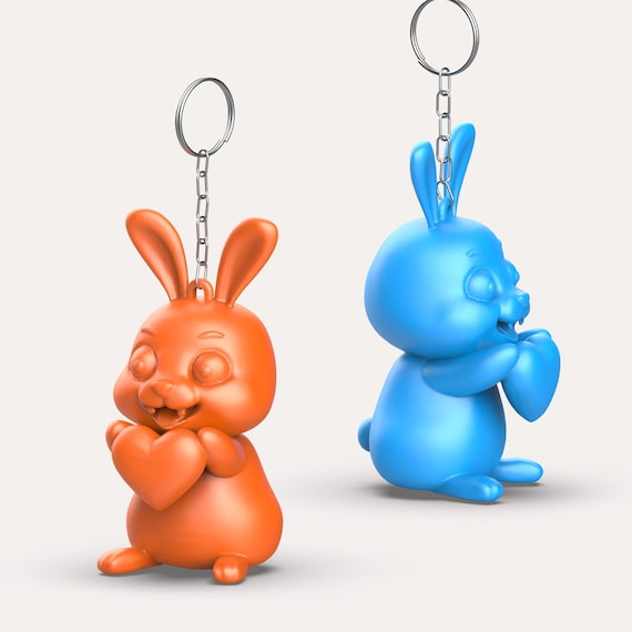 3D Easter Cute Bunny Keychain, Cute Heart Bunny Charm, Fun Bunny Keychain, Easter Egg Gifts, Ready to Print, 3D STL File Digital Download