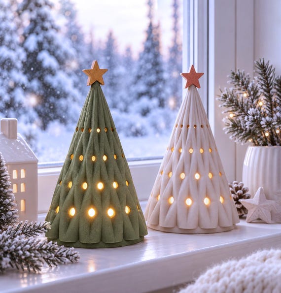 Weihnachtsbaum-Kerzenhalter | Festliche Tischdekoration | Weihnachtslaterne | 3D-STL-Datei – Digitaler Download