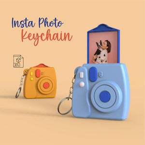 Insta Photo Camera Keychain, 3D Custom Keyring, for Cam Lover, Bag - Name Tag, 3D STL File Digital Download
