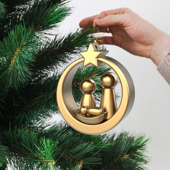 Nativity Christmas Ornament, Holy Family Ornament, 3D Christmas Decor, Christmas Gift or Surprise, Ready to Print, 3D STL Digital Download