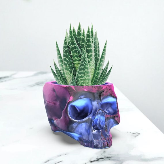 Skull Planter, 3D Human Skull Flower Pot, Spooky Decor Planter, 3D Printed Skull, Face Planter, 3D Home Decor, 3D STL File Digital Download