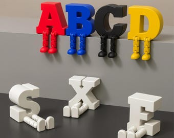 Juego de letras articuladas / Alfabeto completo, A–Z con patas móviles / para el hogar, la oficina y la educación / Archivo STL 3D - Descarga digital