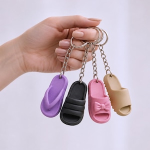 Slipper Keychain Set | Mini Sandal Charm Collection - Flip Flop Bag Accessory | 3D STL File - Digital Download