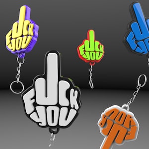 F*ck You Keychain, Middle Finger Keyring, Fidget Toy, Funny Gift, Ready for Instant 3D Print, STL File Digital Download