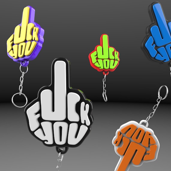 F*ck You Keychain, Middle Finger Keyring, Fidget Toy, Funny Gift, Ready for Instant 3D Print, STL File Digital Download