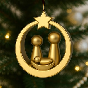 Nativity Christmas Ornament | Holy Family Tree Decoration | Religious Holiday Decor | Faith-Inspired | 3D STL File - Digital Download