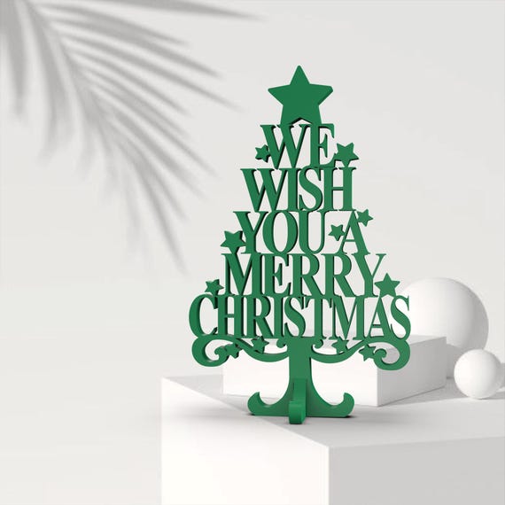 3D Text Christmas Tree, We Wish You A Merry Christmas, Christmas Decor, Surprise or Gift for Christmas, Ready Print, 3D STL Digital Download