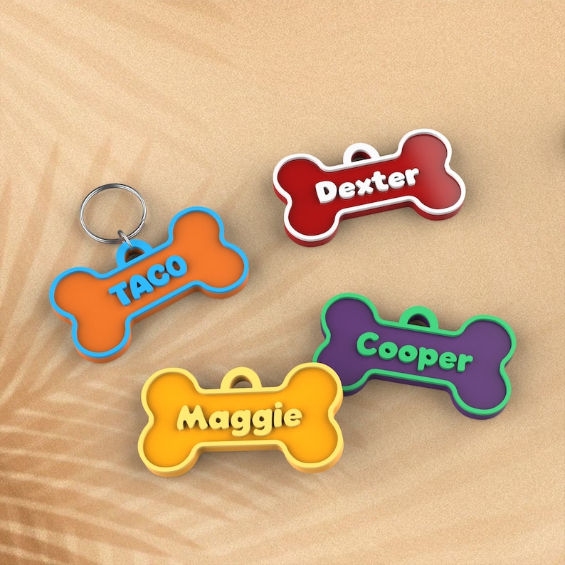 Custom Bone Pet Tag, Dog or Cat, Pet ID Tag, Personalized Bone ID Tag ...