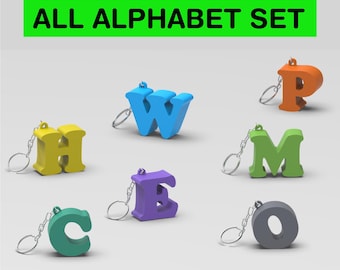 All Alphabet Letter Keychain/Keyring, Personalized Print File, Children Bag Tag, Party Bag Fillers, Custom Keyring, 3D STL Digital Download