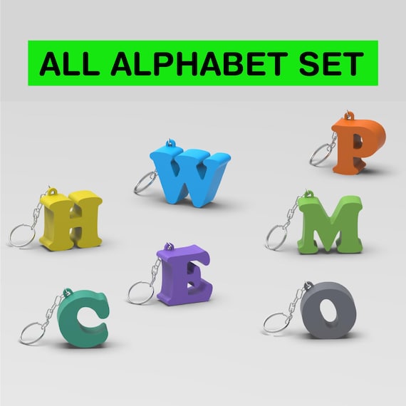 All Alphabet Letter Keychain/Keyring, Personalized Print File, Children Bag Tag, Party Bag Fillers, Custom Keyring, 3D STL Digital Download