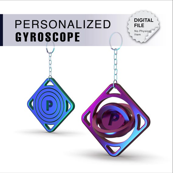 Custom Letter Gyroscope Keychain, 3D Gyroscope Fidget, Anti Stress - Relax Toy, Sensory Focus, Ready to Print, 3D STL File Digital Download