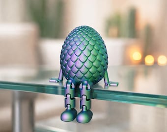Flexi Dragon Egg | Articulated Easter Decor | Mystery Fantasy Figure with Legs | Basket Stuffer | 3D STL File - Digital Download