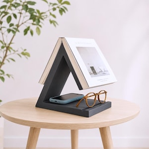 Triangle Book Holder, Tablet; Kindle; Cup Holder, Table or Nightstand Book Stand, Book Lovers Gifts, 3D STL Digital Download for Printers