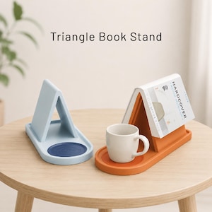 Triangle Book Holder, Tablet; Kindle; Cup Holder, Table or Nightstand Book Stand, Book Lovers Gifts, 3D STL Digital Download for Printers