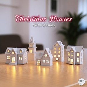 Christmas Village House Bundle | 5 pcs. Mini Holiday Town Decor | Giftable Winter Scene Set | 3D STL File - Digital Download