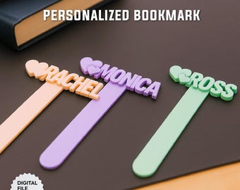 パーソナライズされたブックマーク、カスタム名入りブックマーク、100%パーソナライズされたブックマーク、ギフトアイデア、新学期ギフト | 3D STLデジタルダウンロード