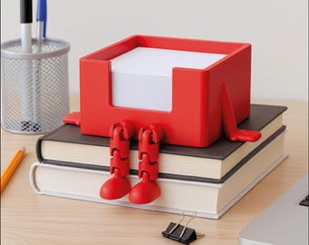 Articulated Sticky Note Holder | Fun Storage with Legs Toy | Desk Organizer for Notes | 3D STL File - Digital Download