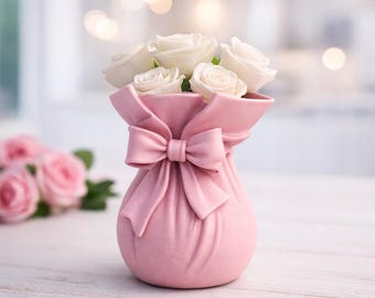 Jarrón con lazo / Elegante jarrón con lazo / Decoración romántica para el hogar de San Valentín / Archivo STL 3D - Descarga digital