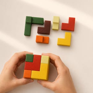 Geometryczna układanka 3D, gra w kostkę 3D, 6 elementów, dla miłośników gier, gry umysłowe, model do druku 3D w formacie STL, pobieranie cyfrowe