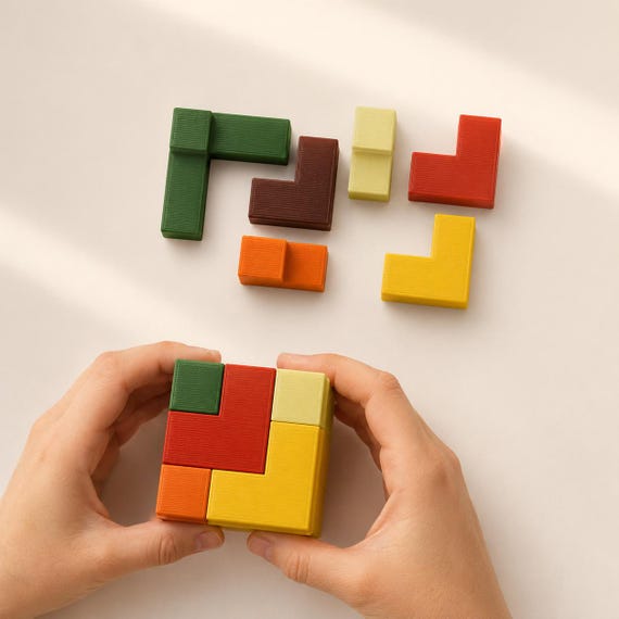 Geometric 3D Puzzle, 3D Puzzle Cube Game, 6 pcs. Puzzle, for Game Lovers, Mind Games, 3D Print STL File Model Digital Download