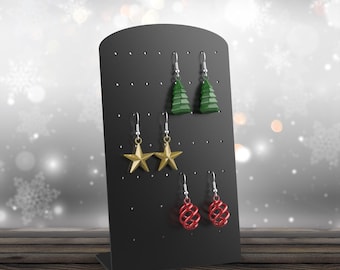 Christmas Earrings Set | Holiday Jewelry Bundle | 3 Pairs Dangle Earrings | Winter Accessories | 3D STL File - Digital Download