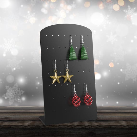 3D Christmas Earrings Set, 3 pairs of Bundle, Dangle Earring, Holiday Earring, Winter Earring, 3D Printed Earrings, 3D STL Digital Download