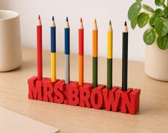 Personalized Name Pen Holder, Desk Pen Holder, Personalized Special Gift, Gift for Teacher or Student, Desk Decor 3D STL Digital Download