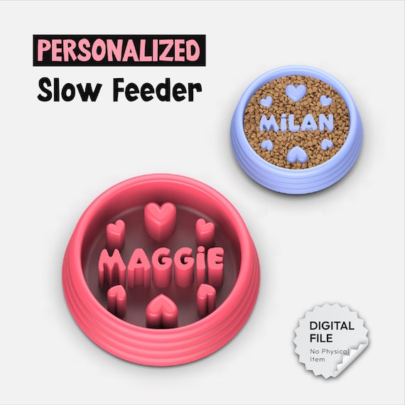 Custom Heart Slow Feeder, 3D Dog or Cat Bowl, Safe Food, Slow Digestion, Surprise for Animal, Ready to Print, 3D STL File Digital Download