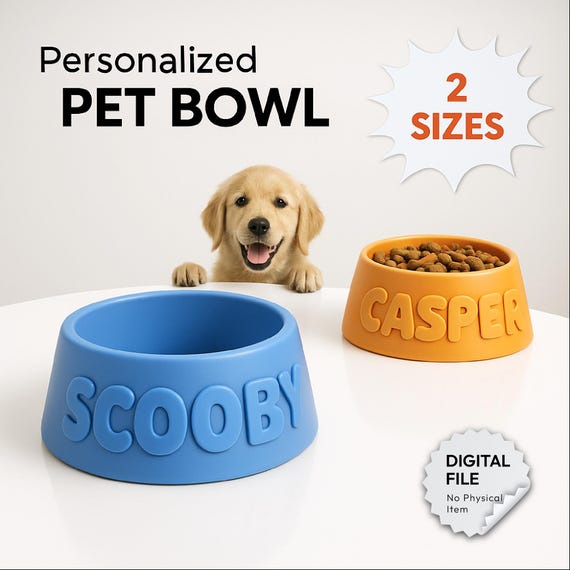 Personalized Dog or Cat Bowl, Surprise for Animal Lovers, Cat or Dog Birthday Gift, 2 Sizes; Large or Small, 3D STL File Digital Download
