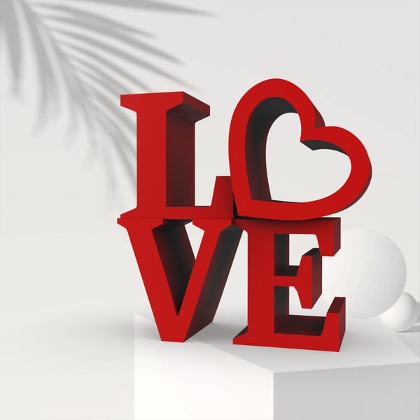 Valentine's Love Decor, 3D Love Statue, Surprise and Gift for Couple, Engagement Love Gift, Ready to Print, 3D STL File Digital Download