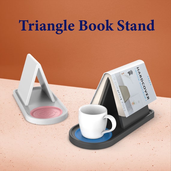 Triangle Book Holder, Tablet; Kindle; Cup Holder, Table or Nightstand Book Stand, Book Lovers Gifts, 3D STL Digital Download for Printers