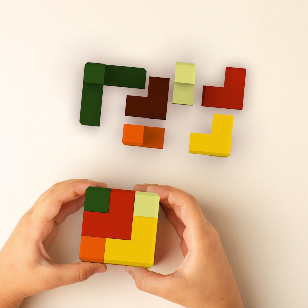 Geometric 3D Puzzle, 3D Puzzle Cube Game, 6 Pcs. Puzzle, for Game